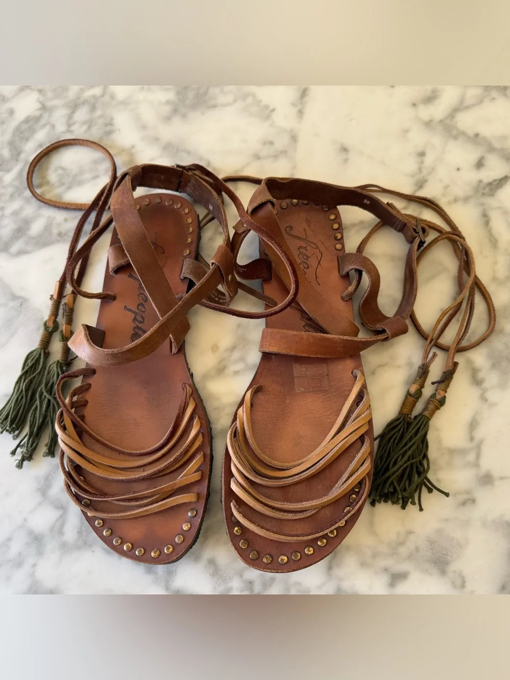 Free People Brown “Willow” Gladiator Sandals